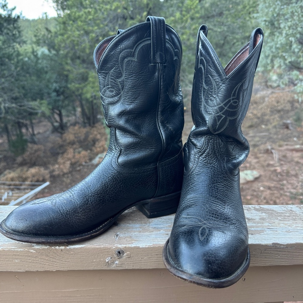 Tony Lama Classic Black Leather Western Boots